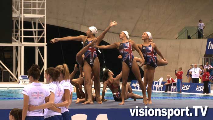 Japan synchro girls wearing Team GB kit