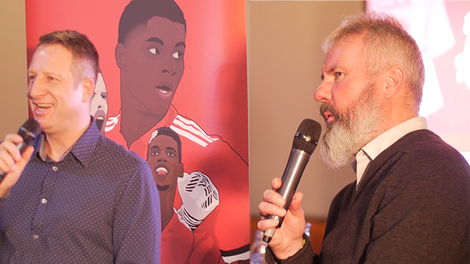 Brian McClair and Lee Martin make a good double act hosting a RedArmyBet event at Hotel Football