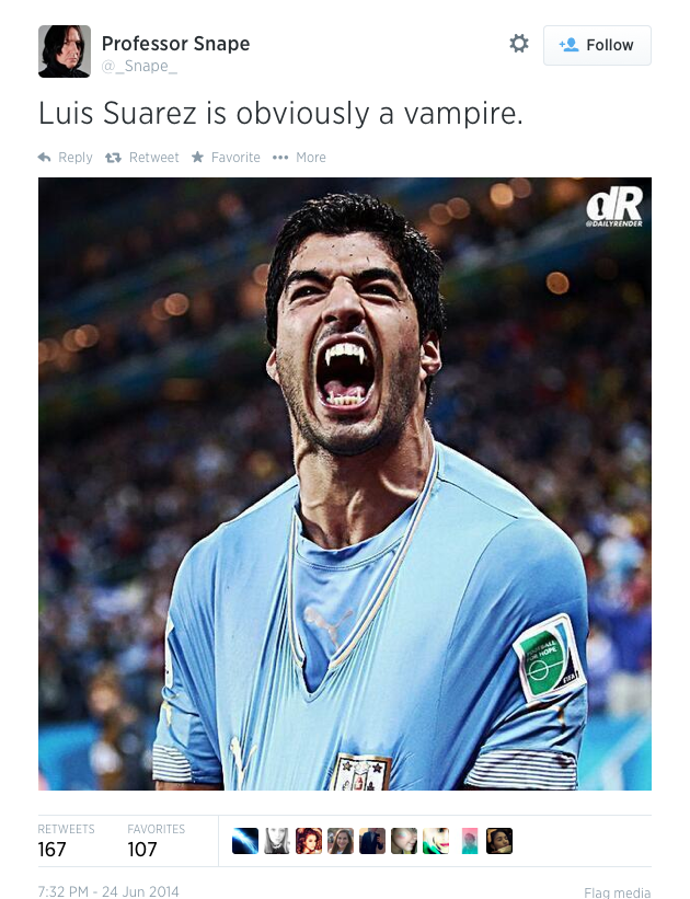 twitter: Suarez the vampire