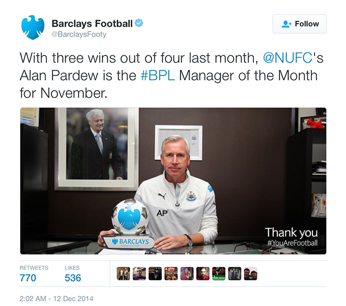Alan Pardew manager of the month