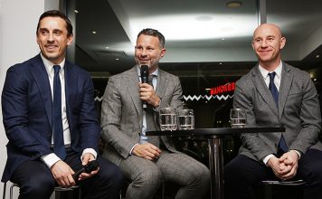 Gary Neville, Ryan Giggs and Nicky Butt at the Malta 60 Years Gala Dinner at Hotel Football